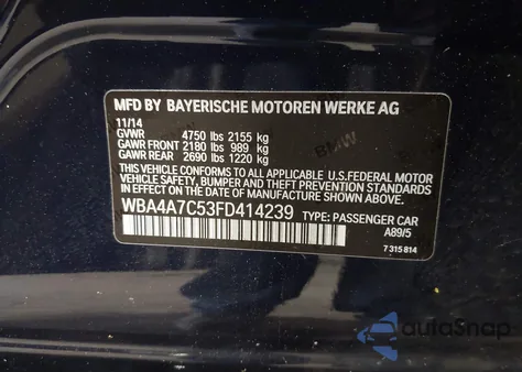 2015 BMW 428 Gran Coupe xDrive z USA, uszkodzony, nr VIN WBA4A7C53FD414239